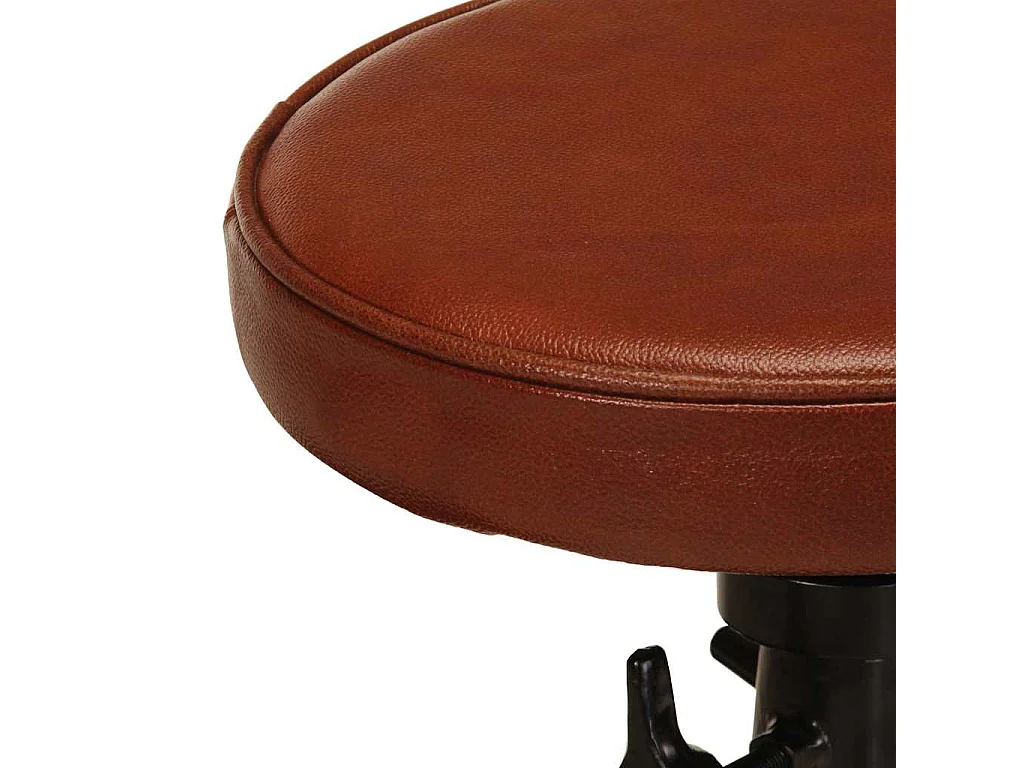 Tabourets de bar lot de 2 marron cuir véritable et fonte