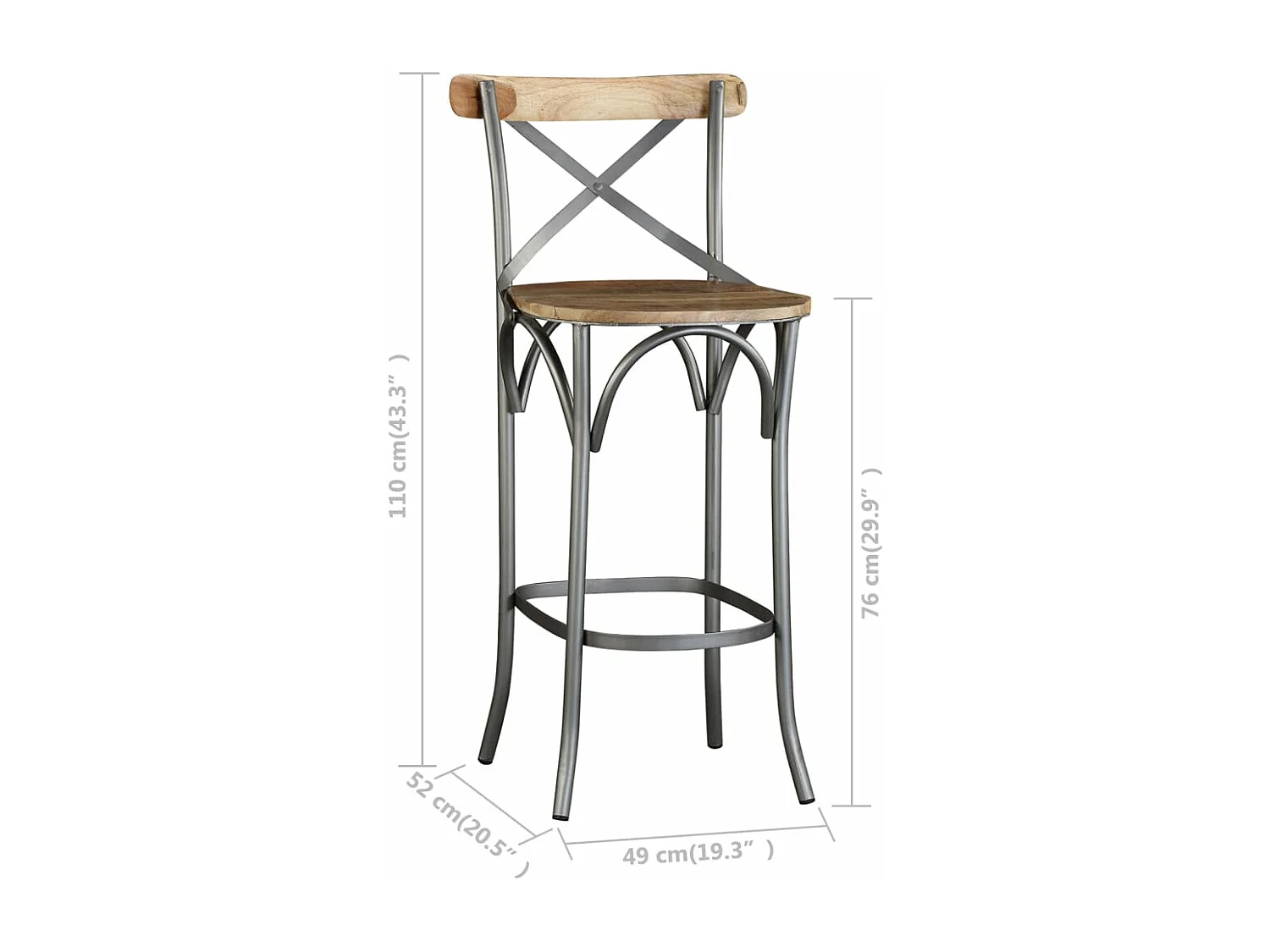 Barkruk massief mangohout