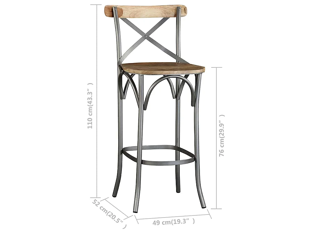 Tabouret de bar Bois de manguier massif