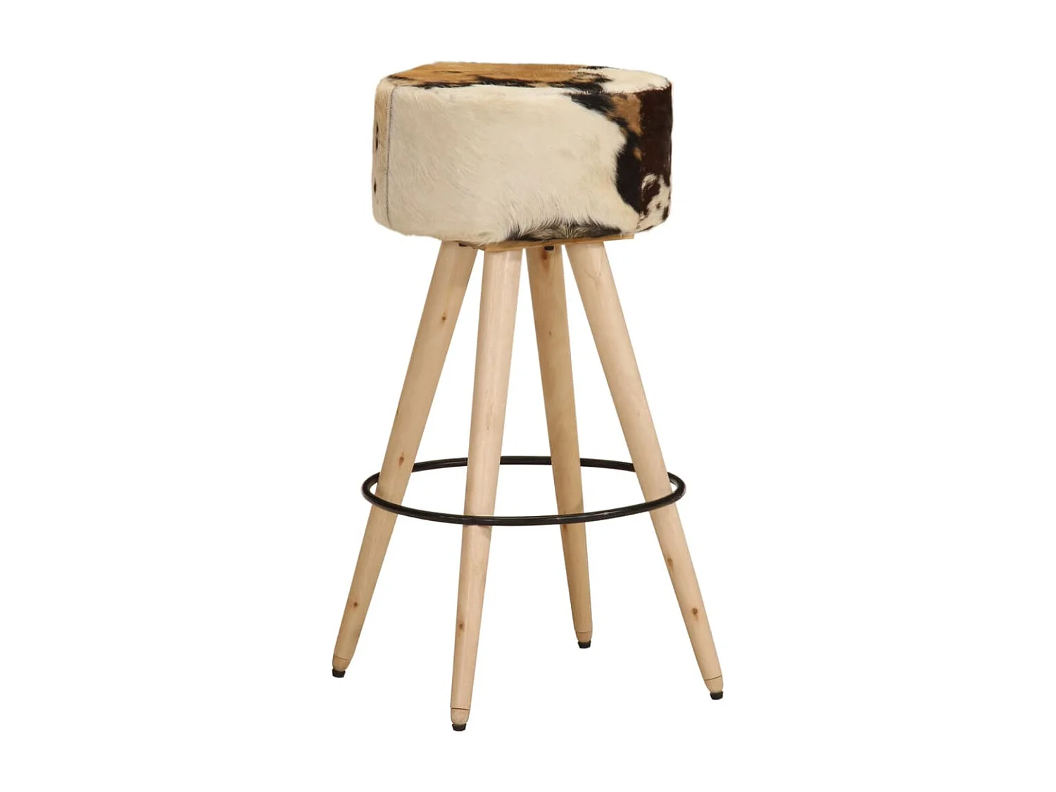 Tabourets de bar lot de 2 cuir véritable et bois de manguier