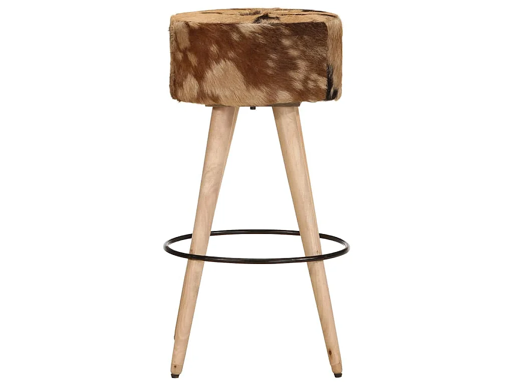 Tabourets de bar lot de 2 cuir véritable et bois de manguier