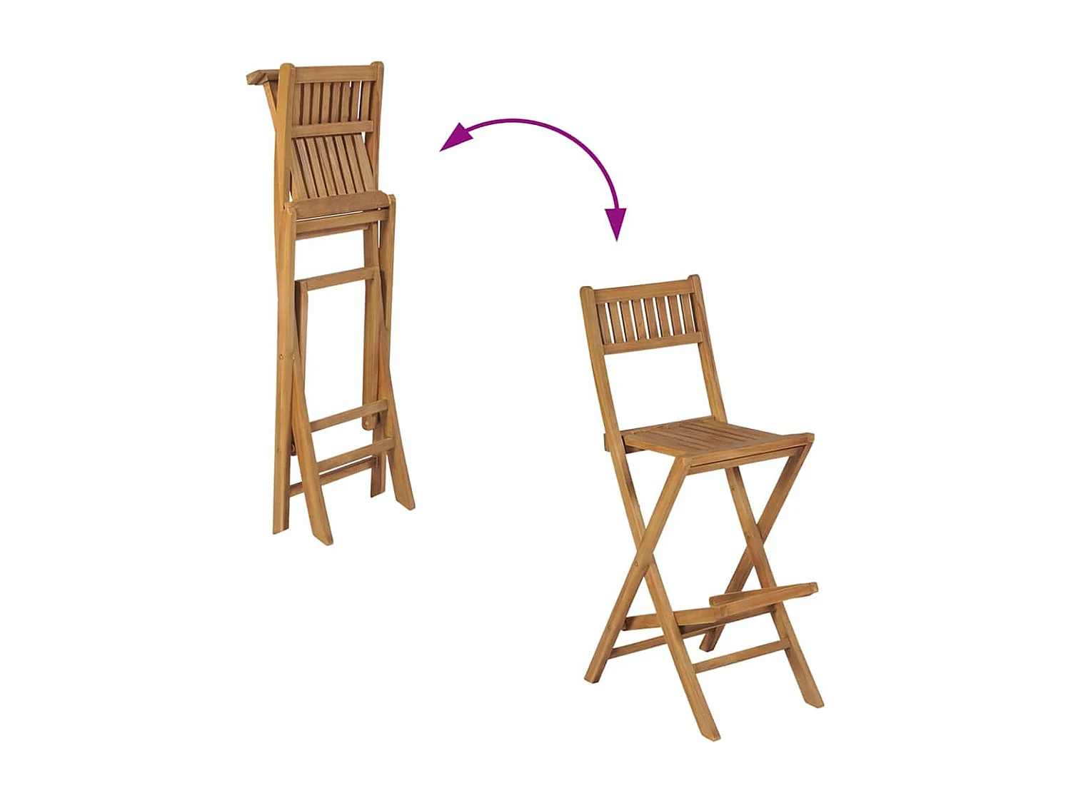 Sgabelli da Bar da Esterno Pieghevoli 2 pz in Massello di Teak