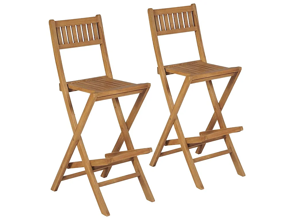 Sgabelli da Bar da Esterno Pieghevoli 2 pz in Massello di Teak
