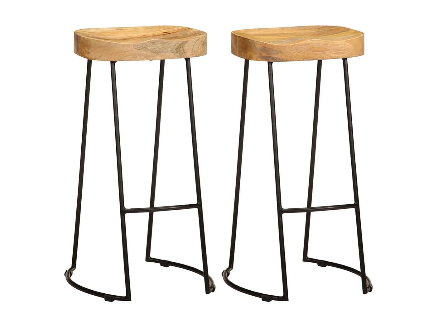 Tabourets de bar lot de 2 bois de manguier massif