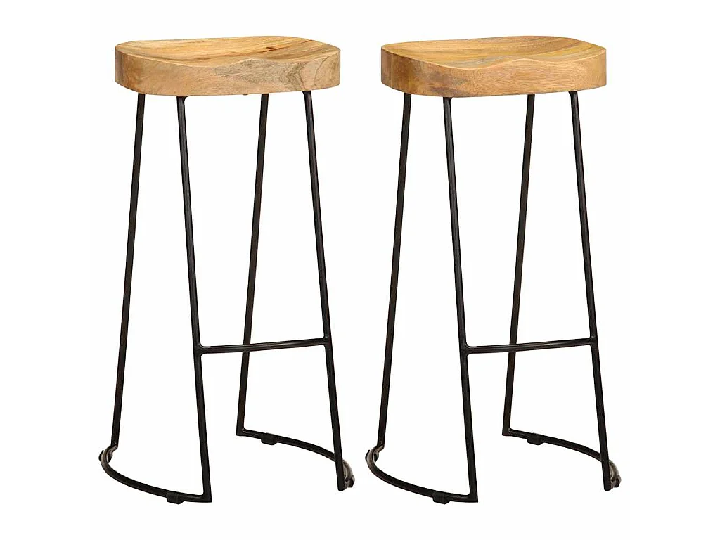 Tabourets de bar lot de 2 bois de manguier massif