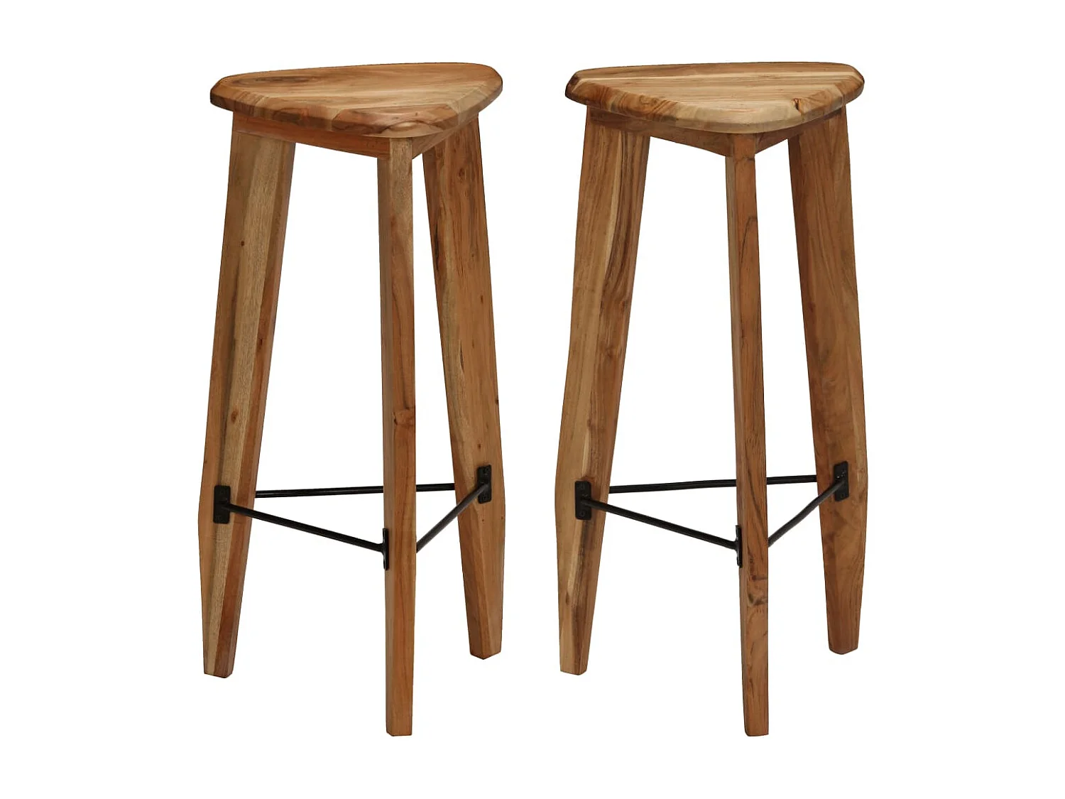 Barkrukken 2 st massief acaciahout