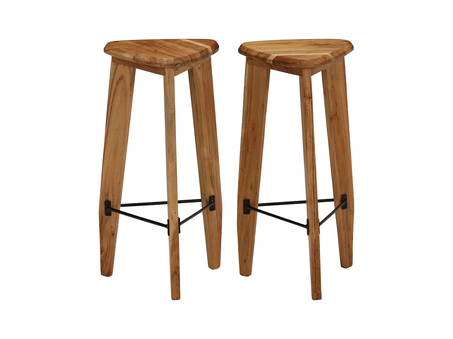 Tabourets de bar lot de 2 bois d'acacia massif