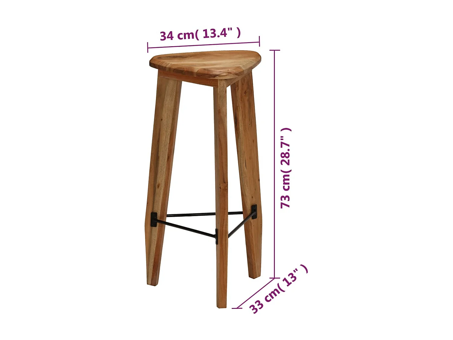 Barkrukken 2 st massief acaciahout