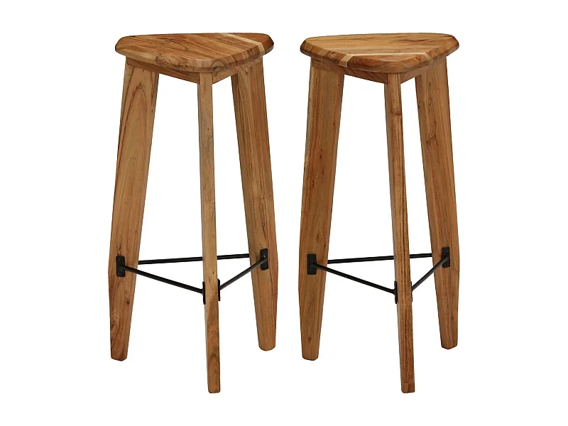 Barhocker 2 Stk. Akazie Massivholz