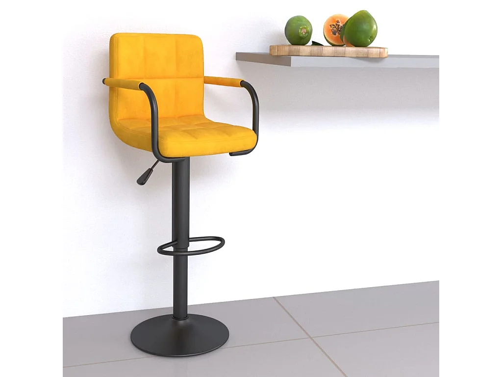 Tabouret de bar Jaune moutarde Velours