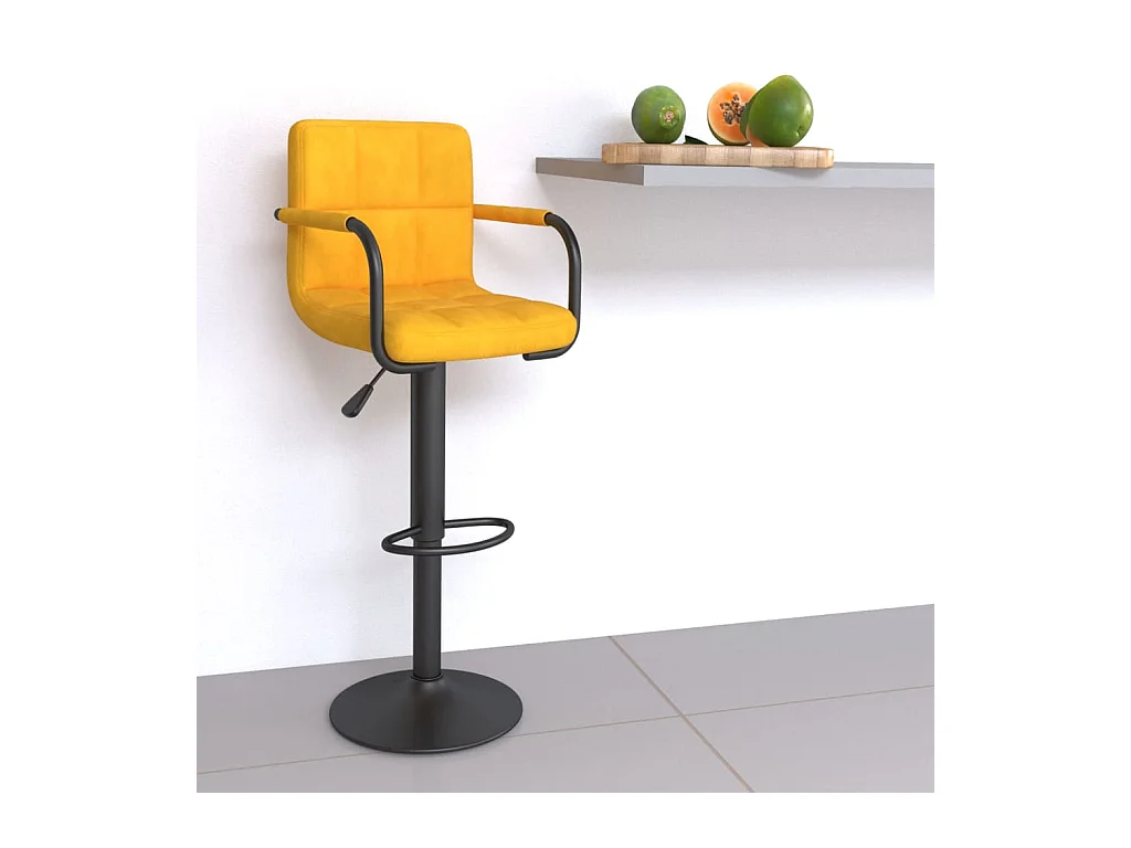 Tabouret de bar Jaune moutarde Velours