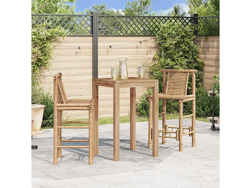 Tabourets de bar lot de 2 bambou