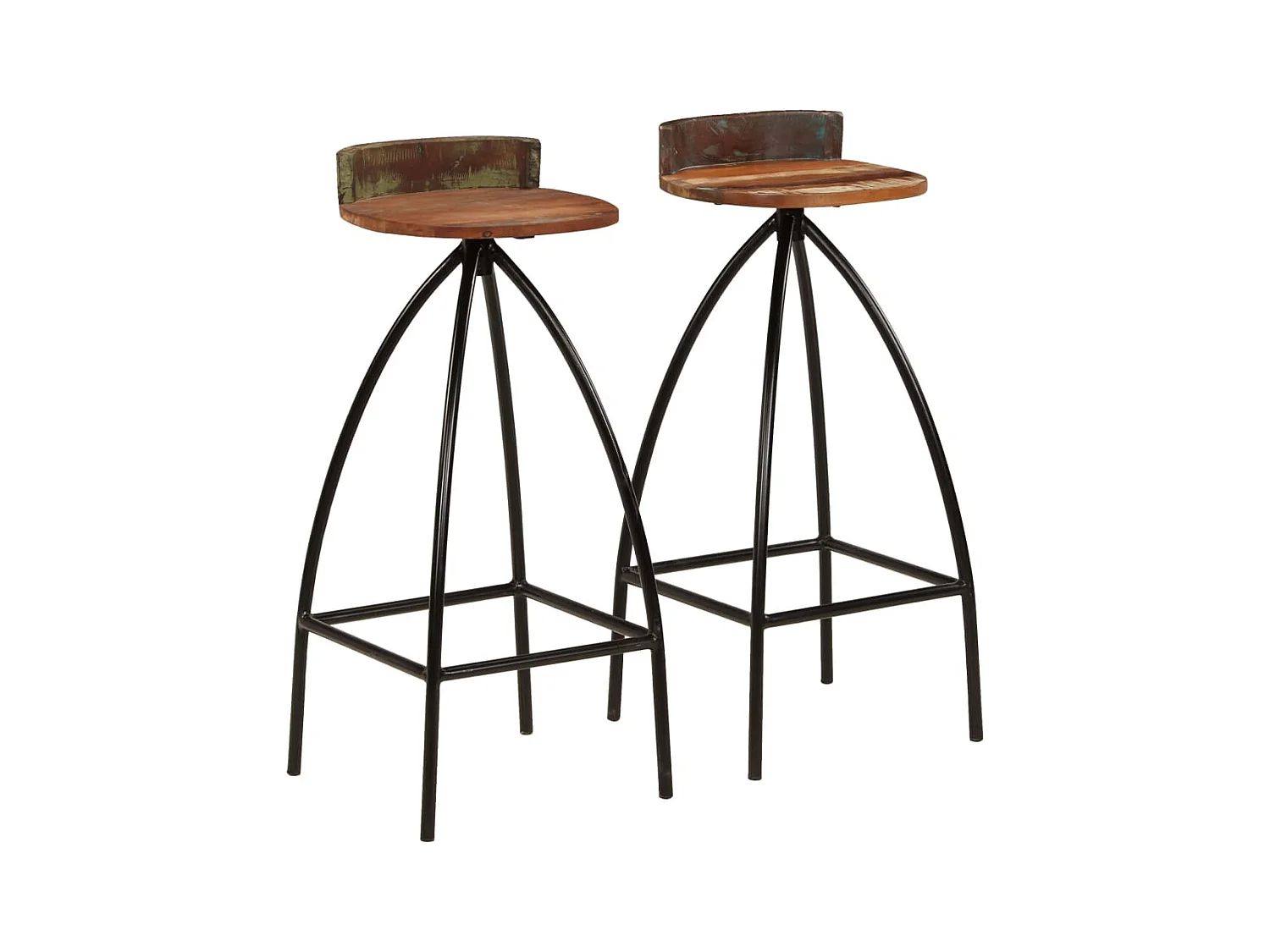 Tabourets de bar lot de 2 bois de récupération massif