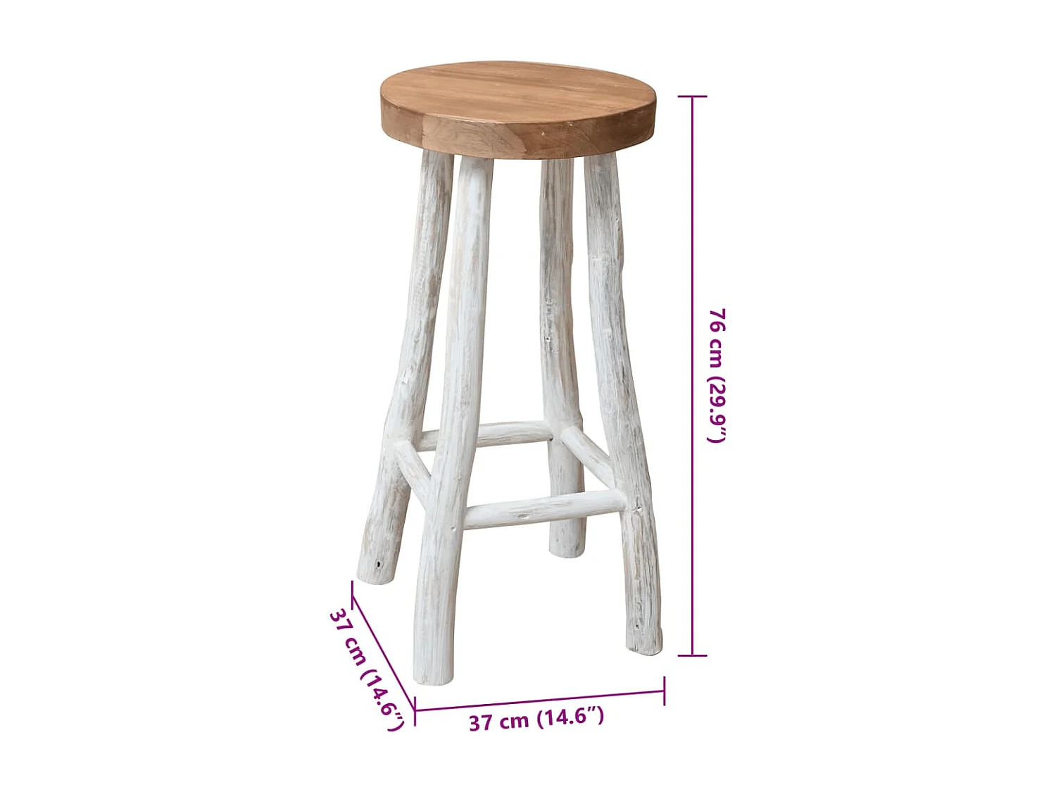 Chaise de bar Bois de teck solide