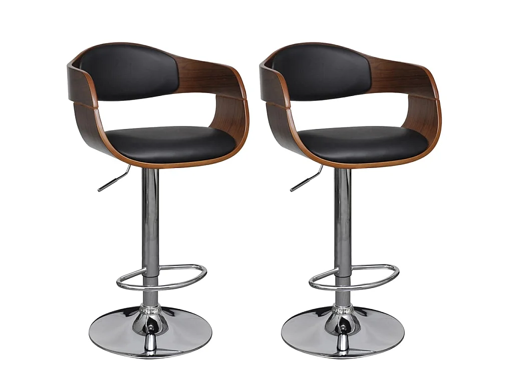 Tabourets de bar lot de 2 bois courbé et similicuir