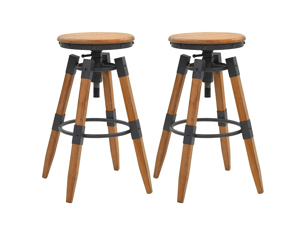 Tabourets de bar lot de 2 bois de sapin solide