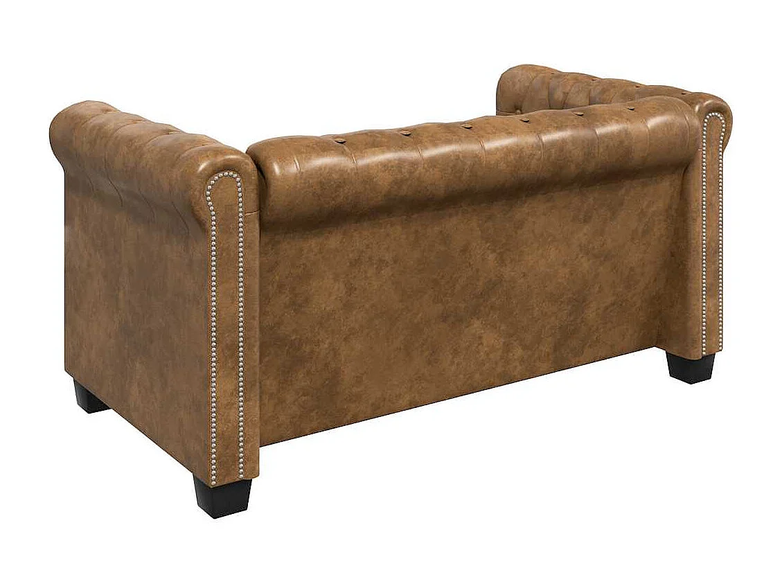 Canapé Chesterfield 2 places cuir artificiel marron
