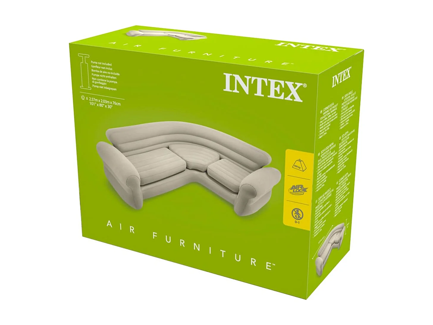 Sofá de canto insuflável 257 x 203 x 76 cm 68575NP