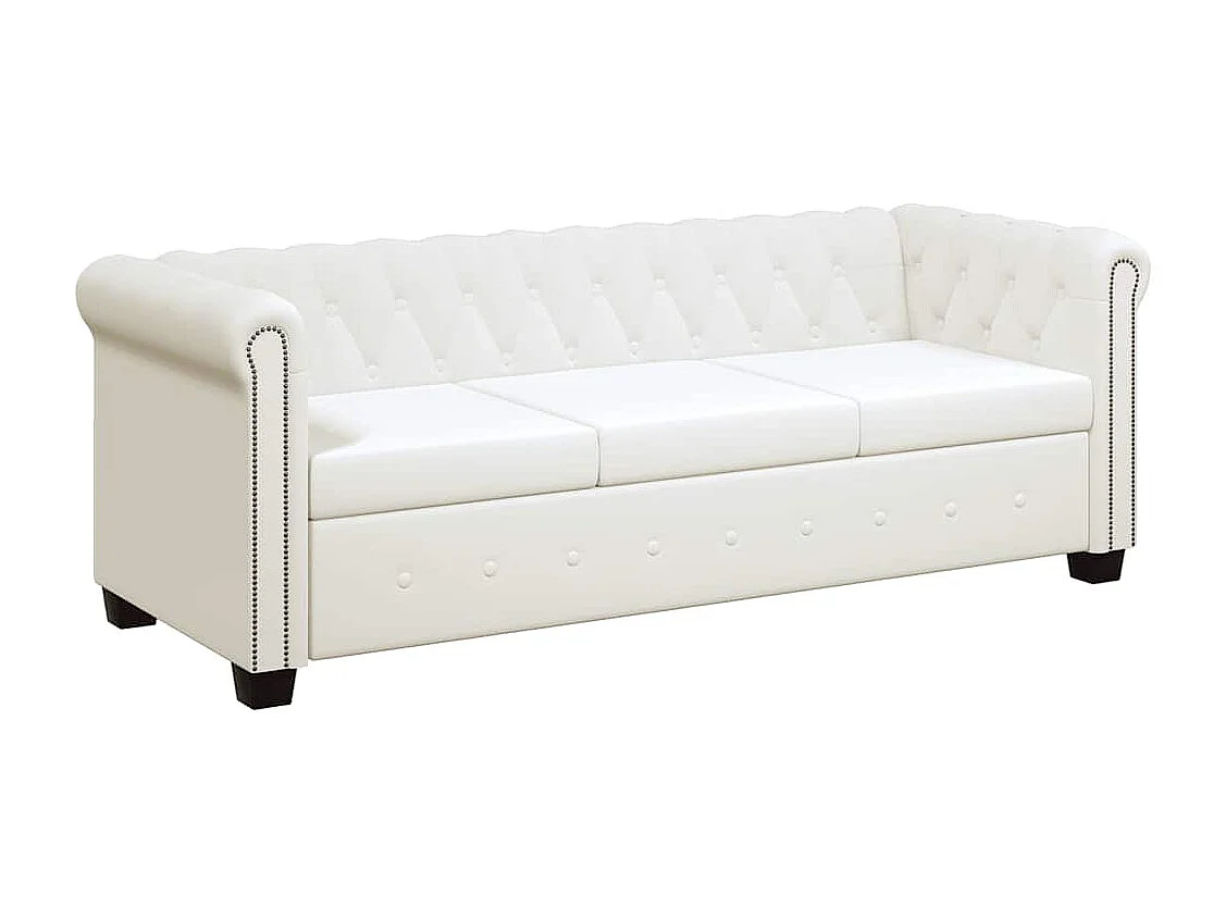 Driezitsbank Chesterfield kunstleer wit