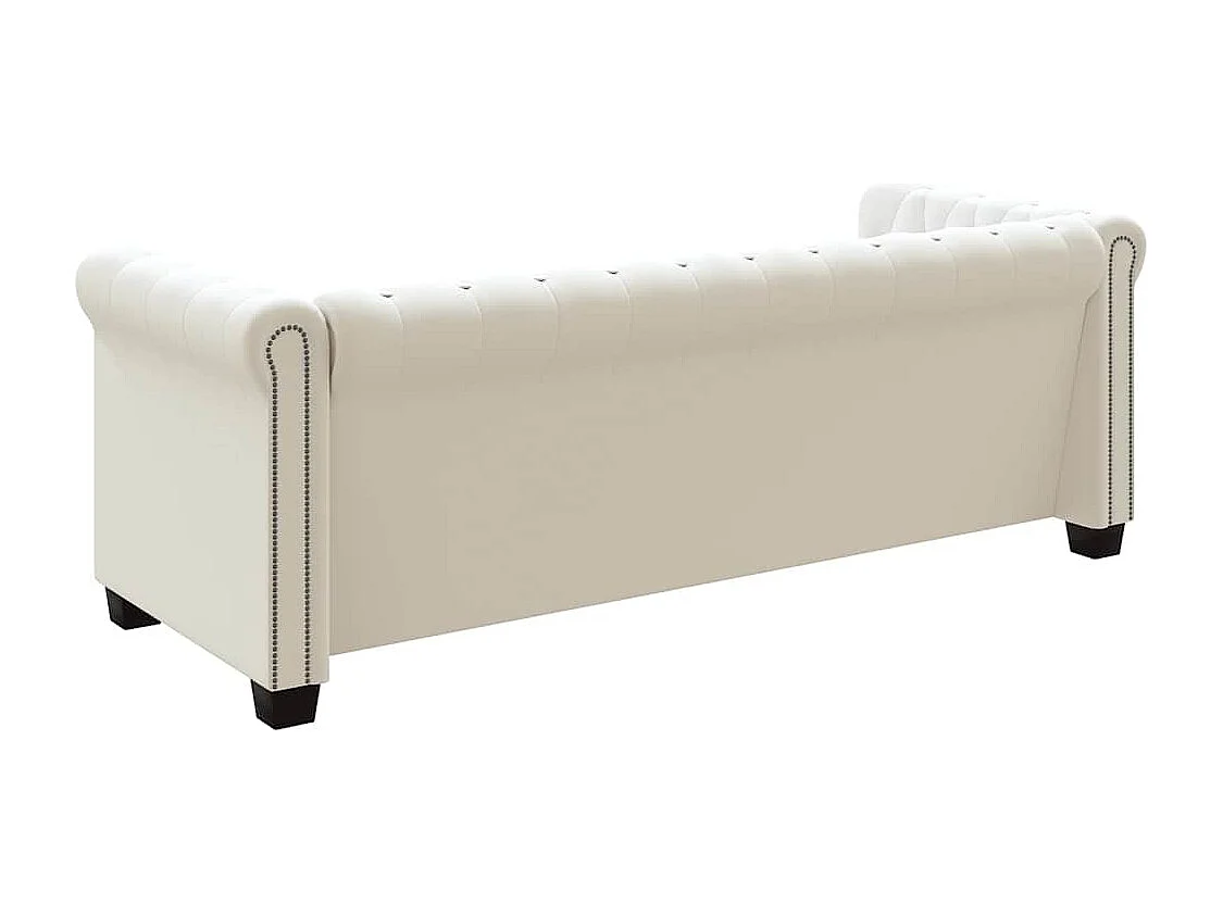 Driezitsbank Chesterfield kunstleer wit