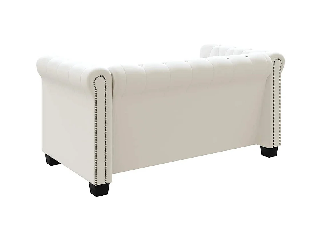 Canapé Chesterfield à 2 places cuir synthétique blanc