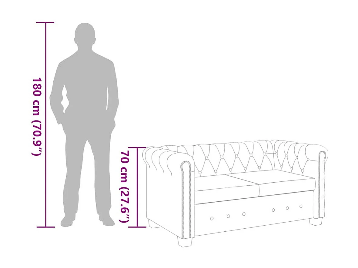 Canapé Chesterfield à 2 places cuir synthétique blanc