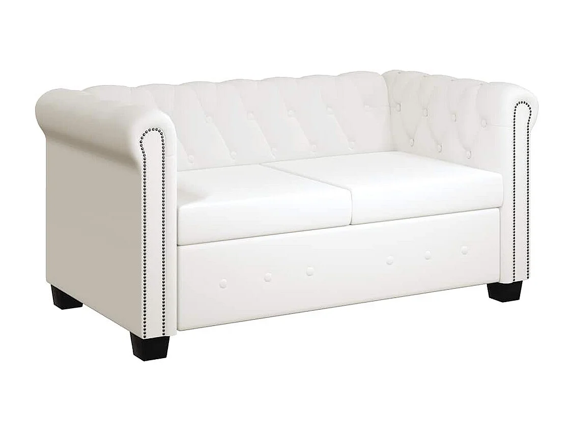 Tweezitsbank Chesterfield-stijl kunstleer wit