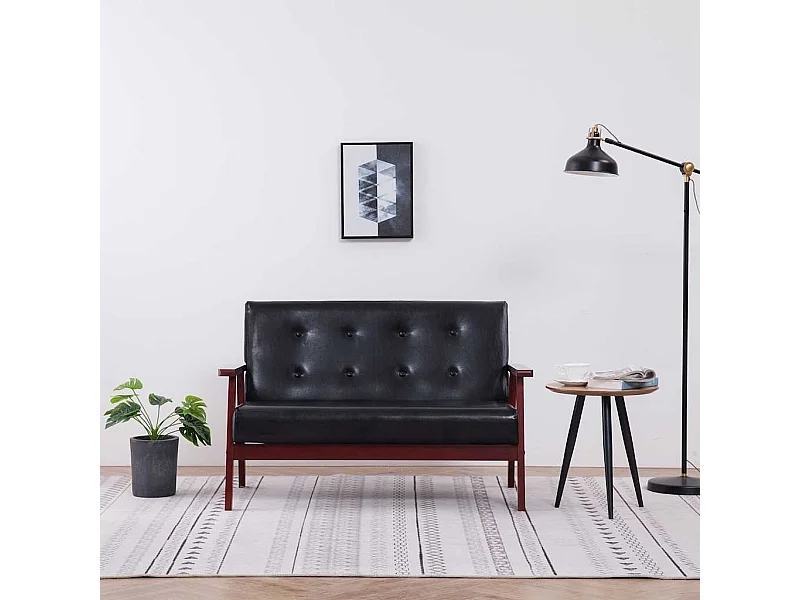 Canapé à 2 places Noir Similicuir