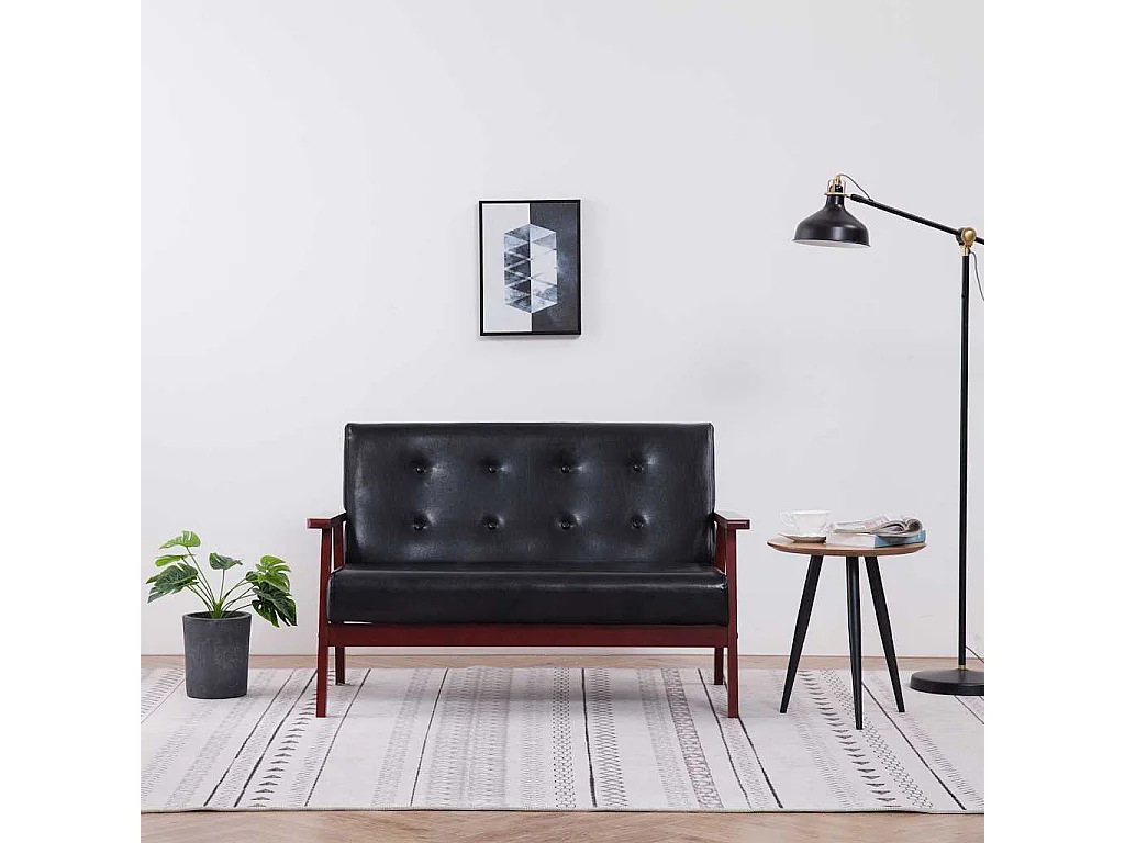 Canapé à 2 places Noir Similicuir
