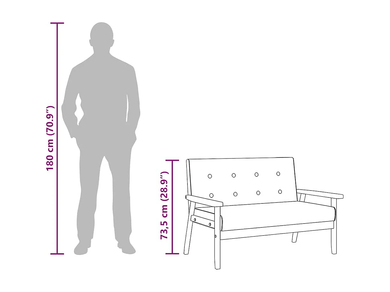 Canapé à 2 places Noir Similicuir