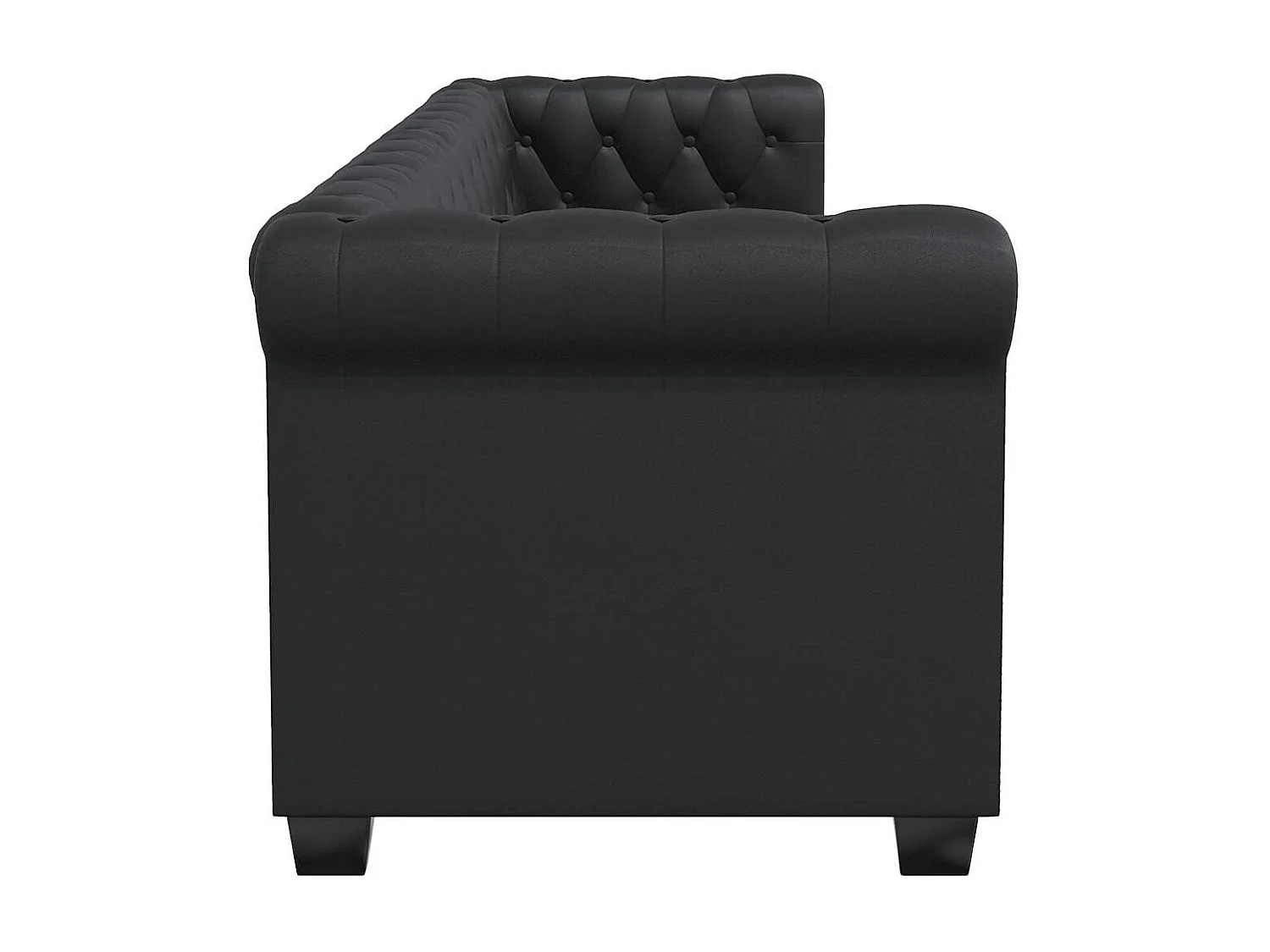 Canapé Chesterfield à 3 places cuir synthétique noir