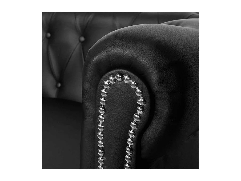 Canapé Chesterfield à 3 places cuir synthétique noir