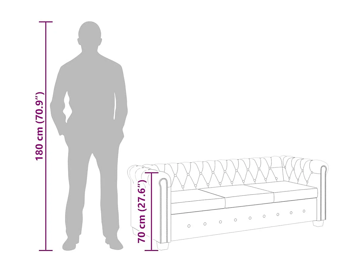 Canapé Chesterfield à 3 places cuir synthétique noir