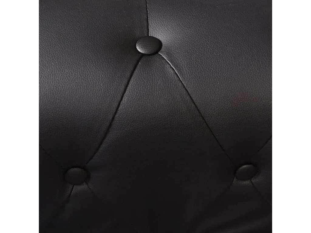 Grand canapé d'angle chesterfield 6 places en simili noir