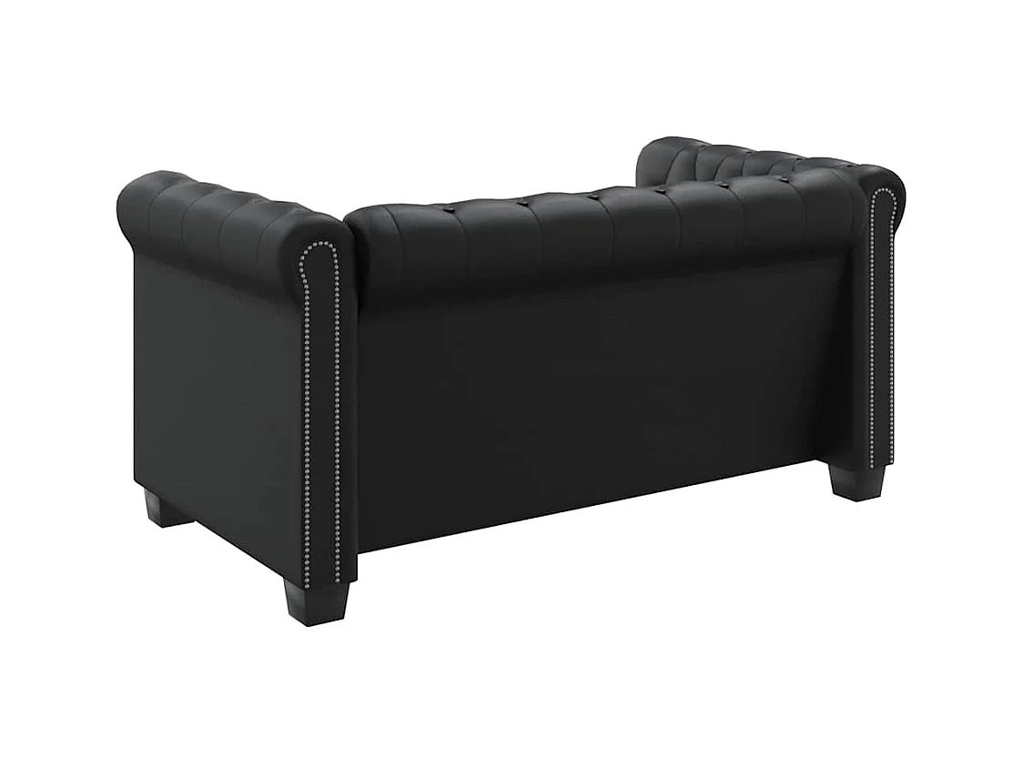 Chesterfield-Sofa 2-Sitzer Kunstleder Schwarz