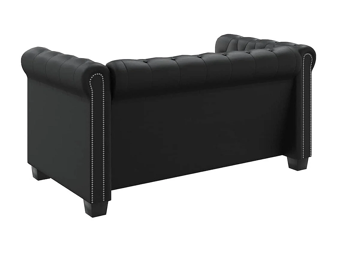 Canapé Chesterfield à 2 places cuir synthétique noir