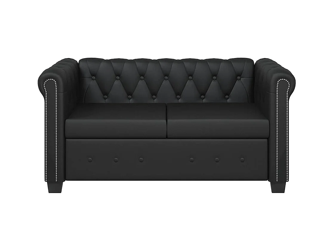 Tweezitsbank Chesterfield-stijl kunstleer zwart