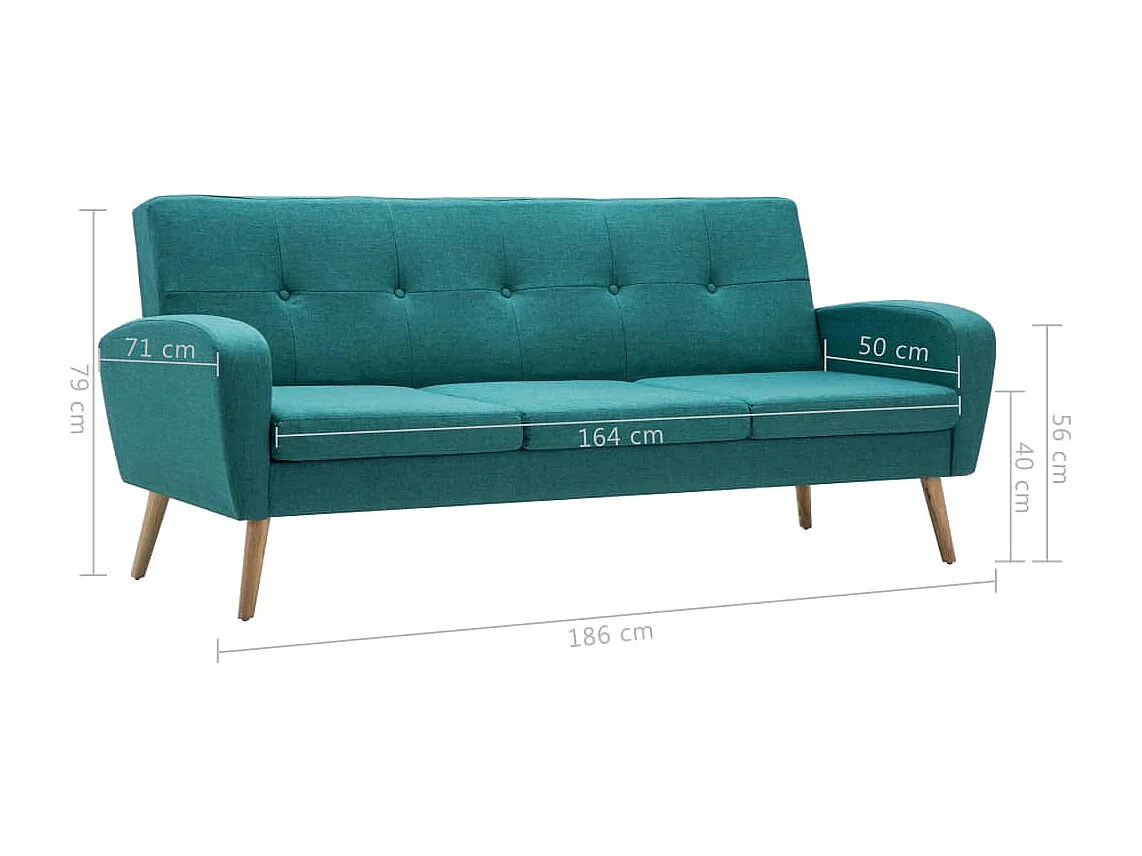 Canapé à 3 places Tissu Vert