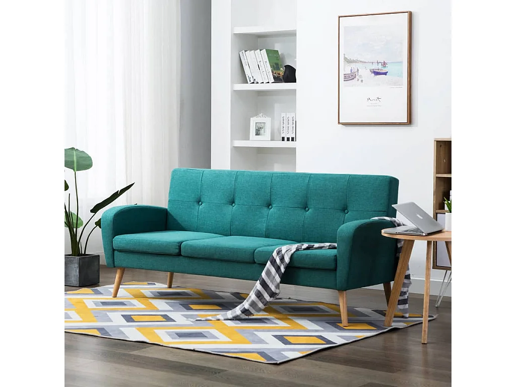 Sofá de 3 lugares em tecido verde