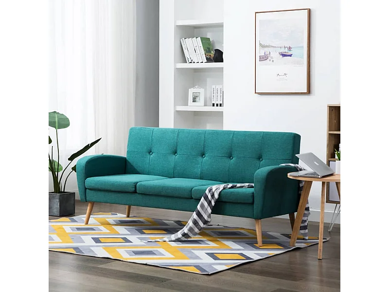 Sofá de 3 lugares em tecido verde