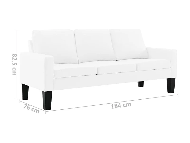 Sofá de 3 lugares couro artificial branco