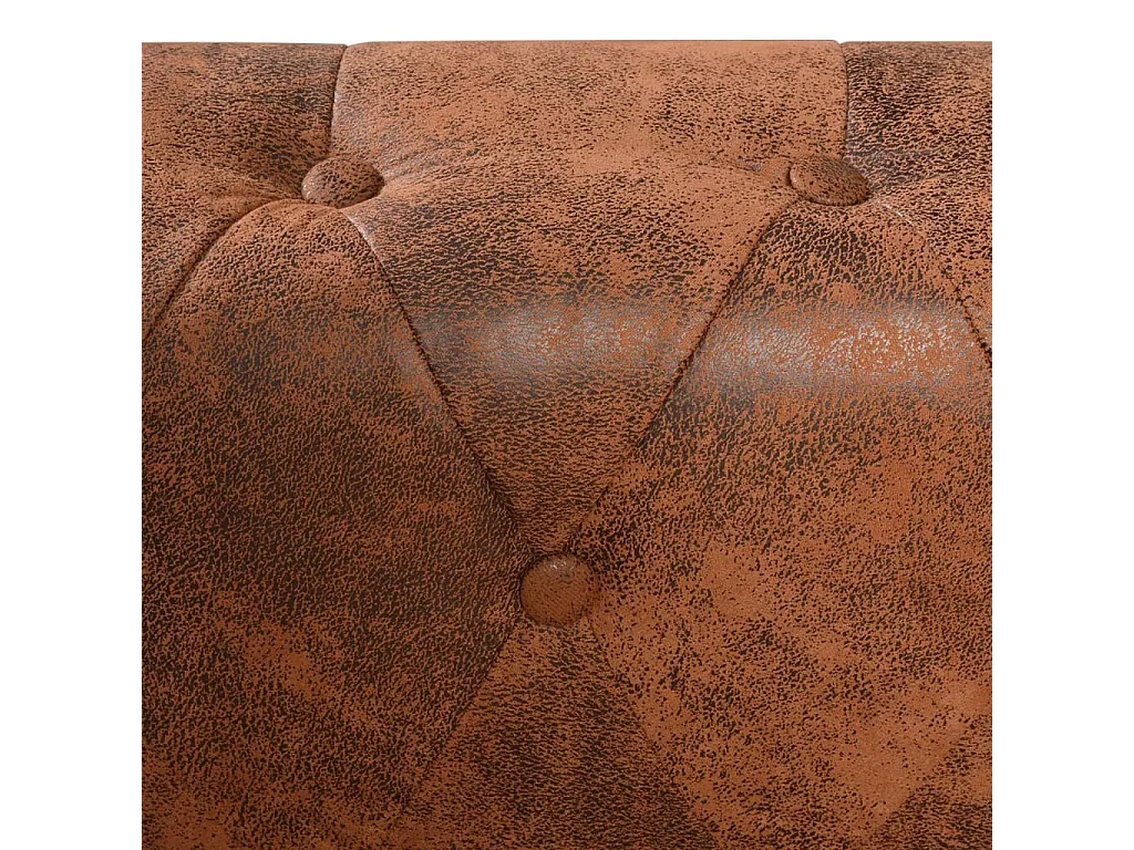 Sofá de canto Chesterfield 5 lugares couro artificial castanho