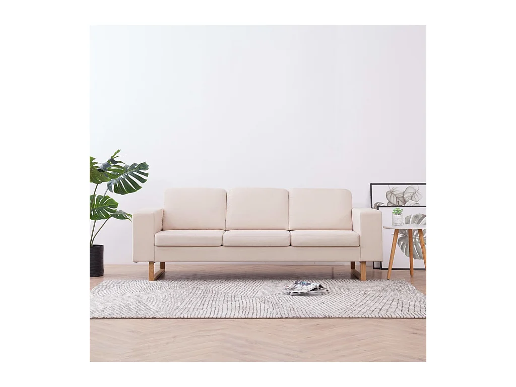 Canapé à 3 places Tissu Crème
