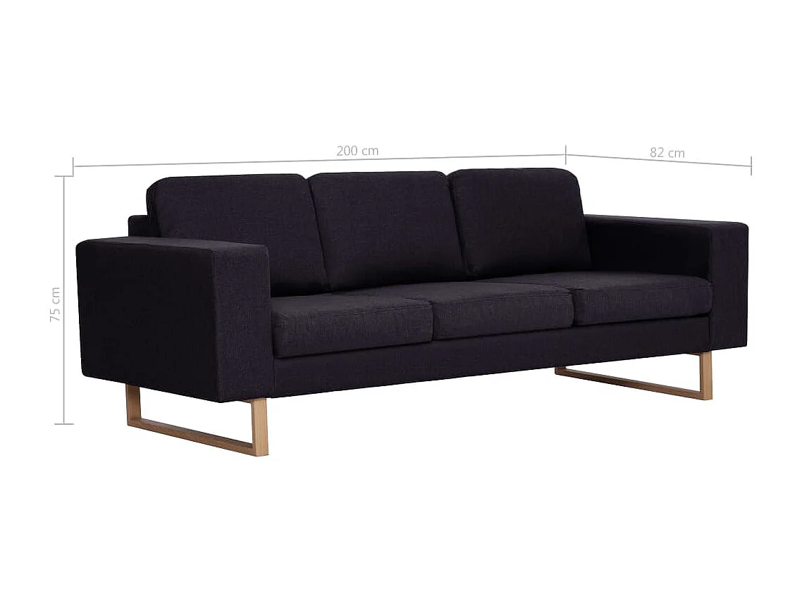 3-Sitzer-Sofa Stoff Schwarz