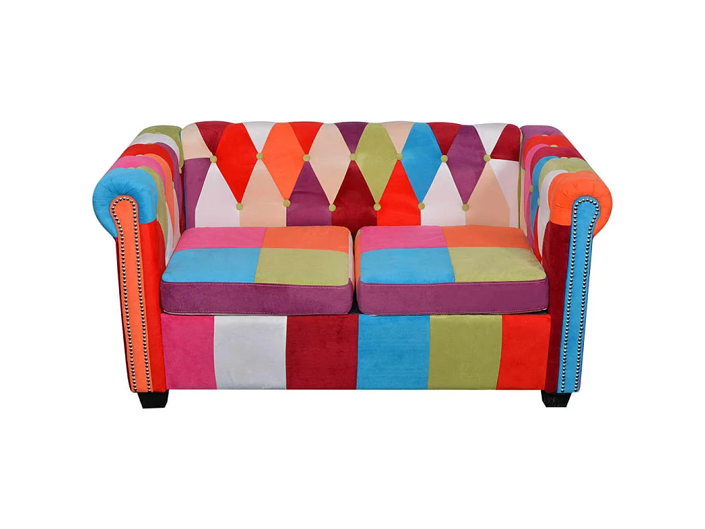 Canapé Chesterfield 2 places tissu