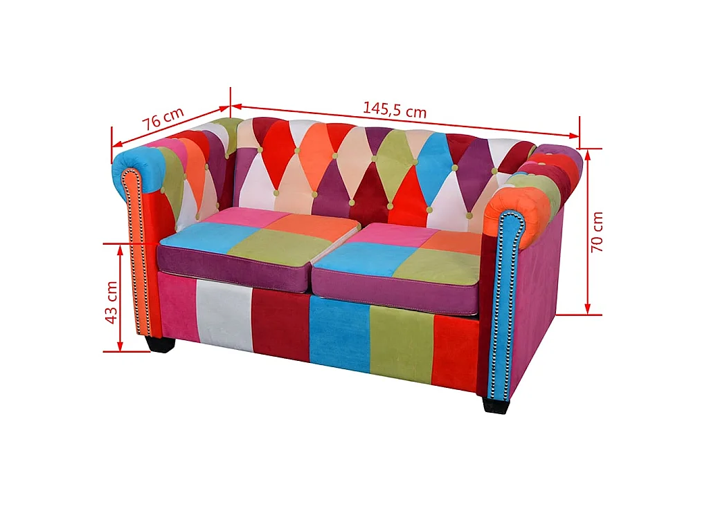 Chesterfield-Sofa 2-Sitzer-Sofa Stoff