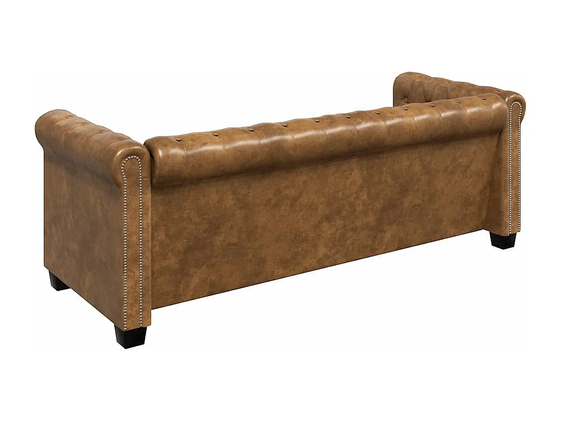 Canapé Chesterfield 3 places cuir artificiel marron