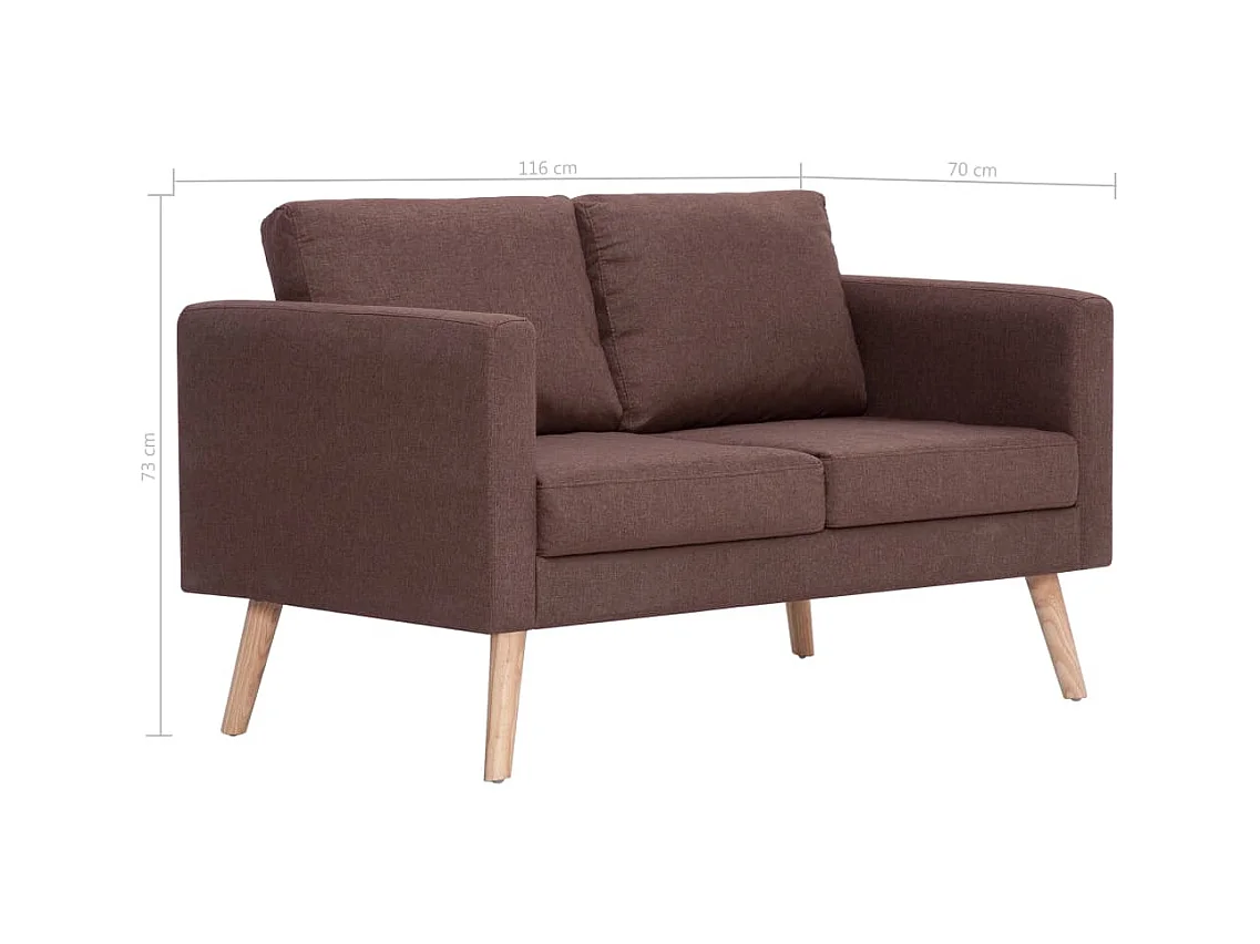 Canapé à 2 places Tissu Marron