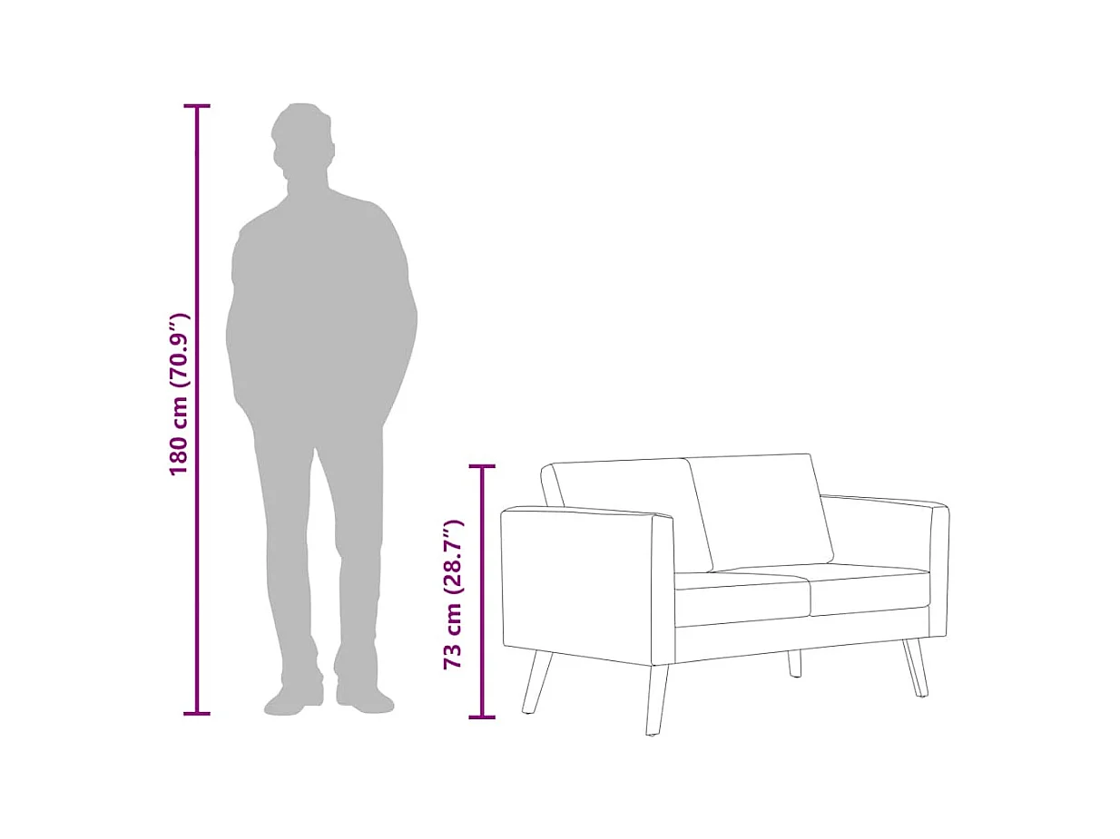 Canapé à 2 places Tissu Marron