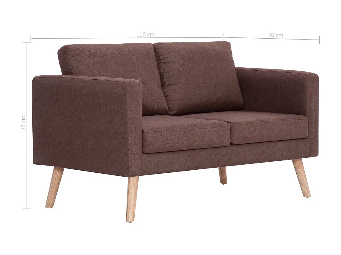 Canapé à 2 places Tissu Marron